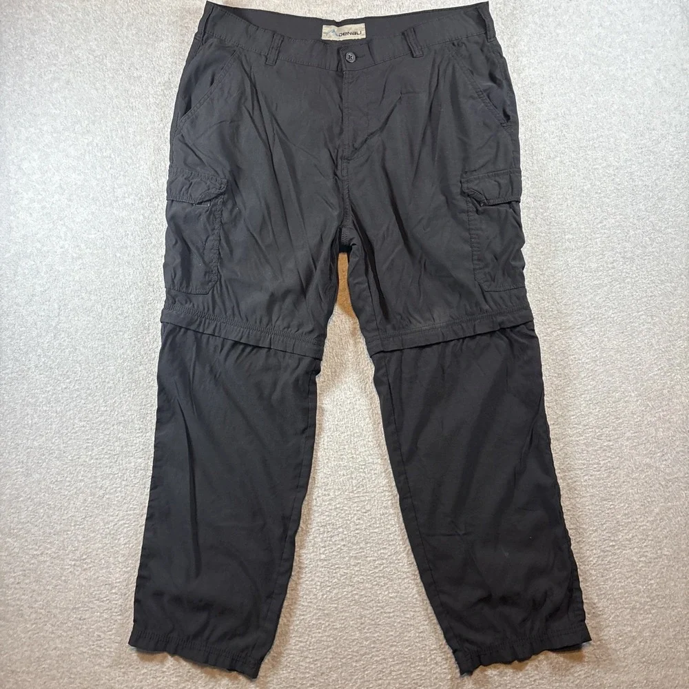 Denali Black Convertible Hiking Cargo Pants Men's 36x30 Nylon Nature (sm Holes)